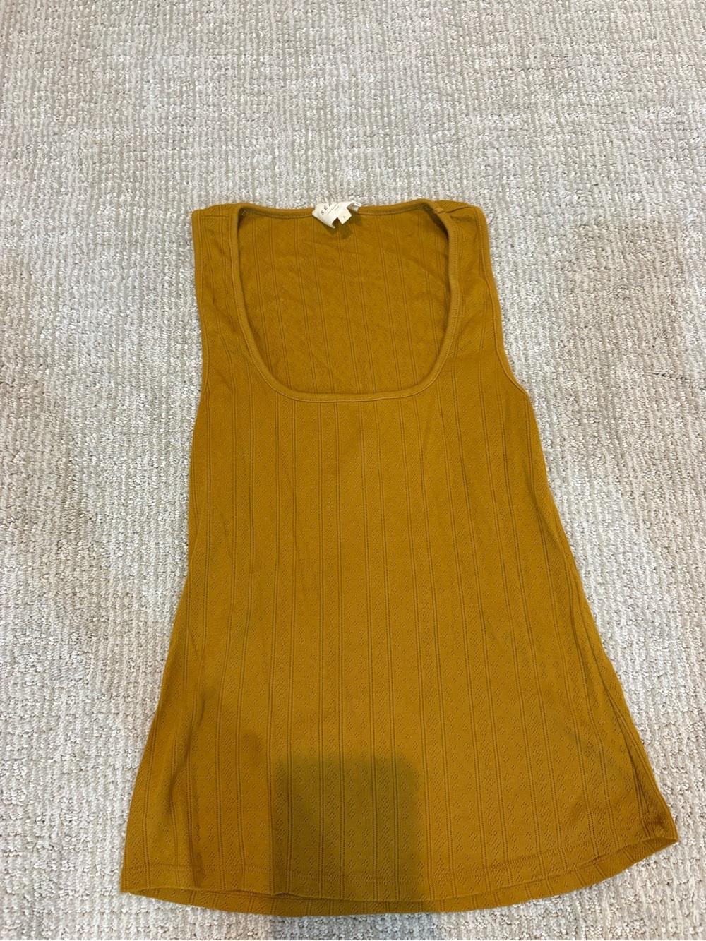 Sezane Mustard Cable Rib Scoop Neck Tank